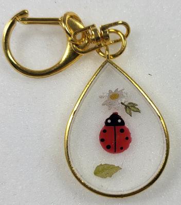 Porte clé coccinelle contour doré